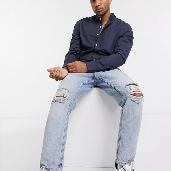 ASOS slim fit Oxford shirt with grandad collar - cotton - Picture 4 of 4